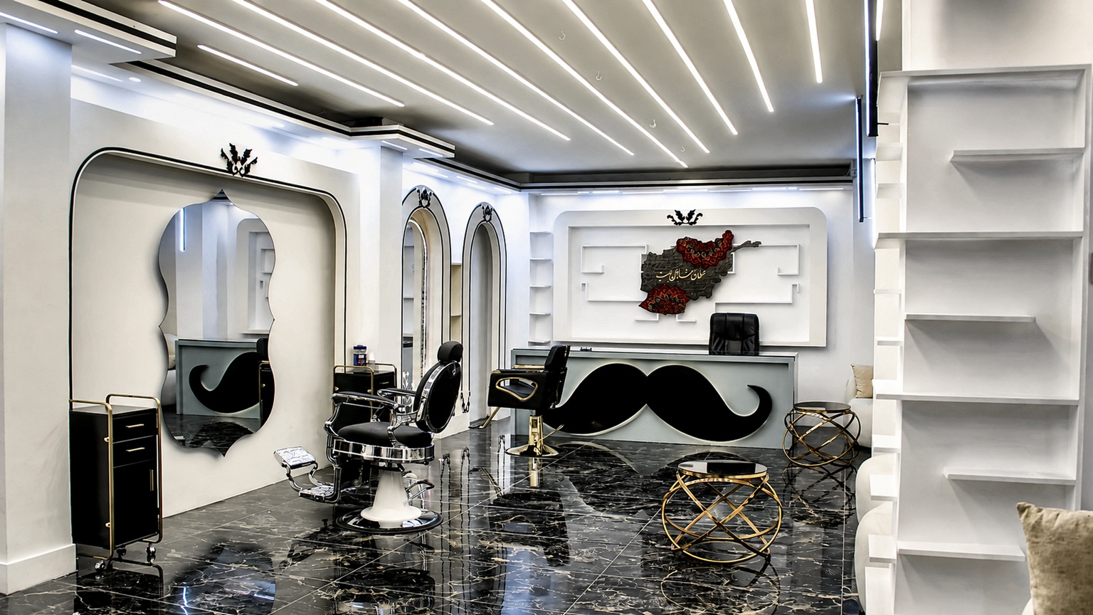 نمای داخلی روشن و منظم Focus Hair Cut در کابل
